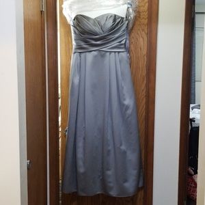 David's Bridal Satin Strapless Formal Dress